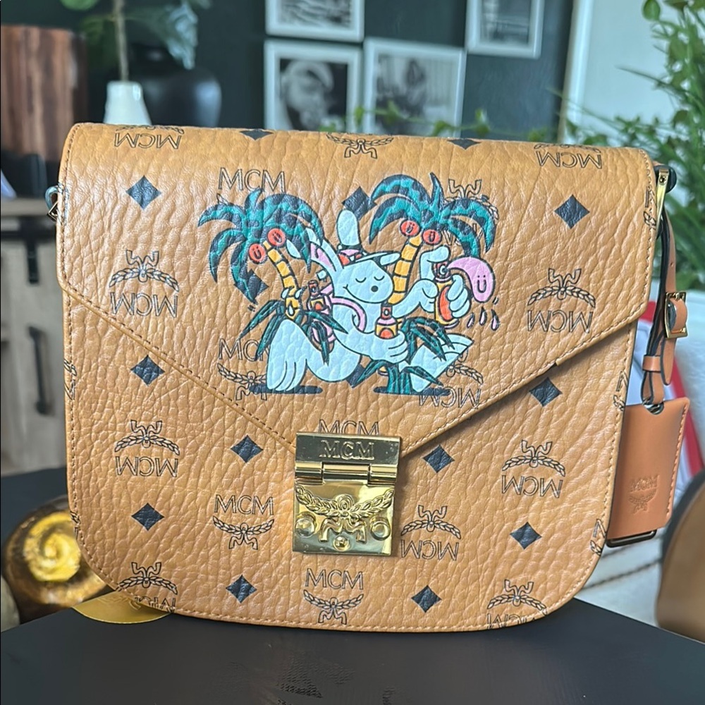 MCM Tan Leather Crossbody Bag